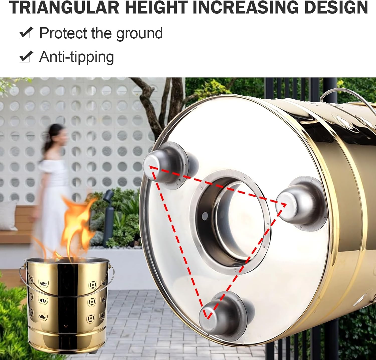 Generic Burn Barrel, Burn Cage, Metal Burn Barrels with Lid and Handle, Fire Barrel for Paper Leaf Trash Wood Backyard Bonfire, 27*27*29cm, Red, FGYBFDDDG-RED-27*27*29CM