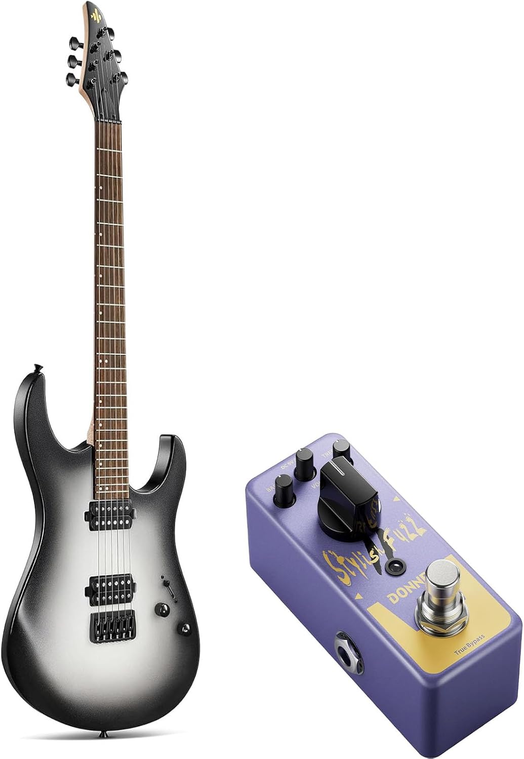 Donner Solid Body Electric Guitar, 39 Inch Metal Electric Guitar-Fuzz Pedal