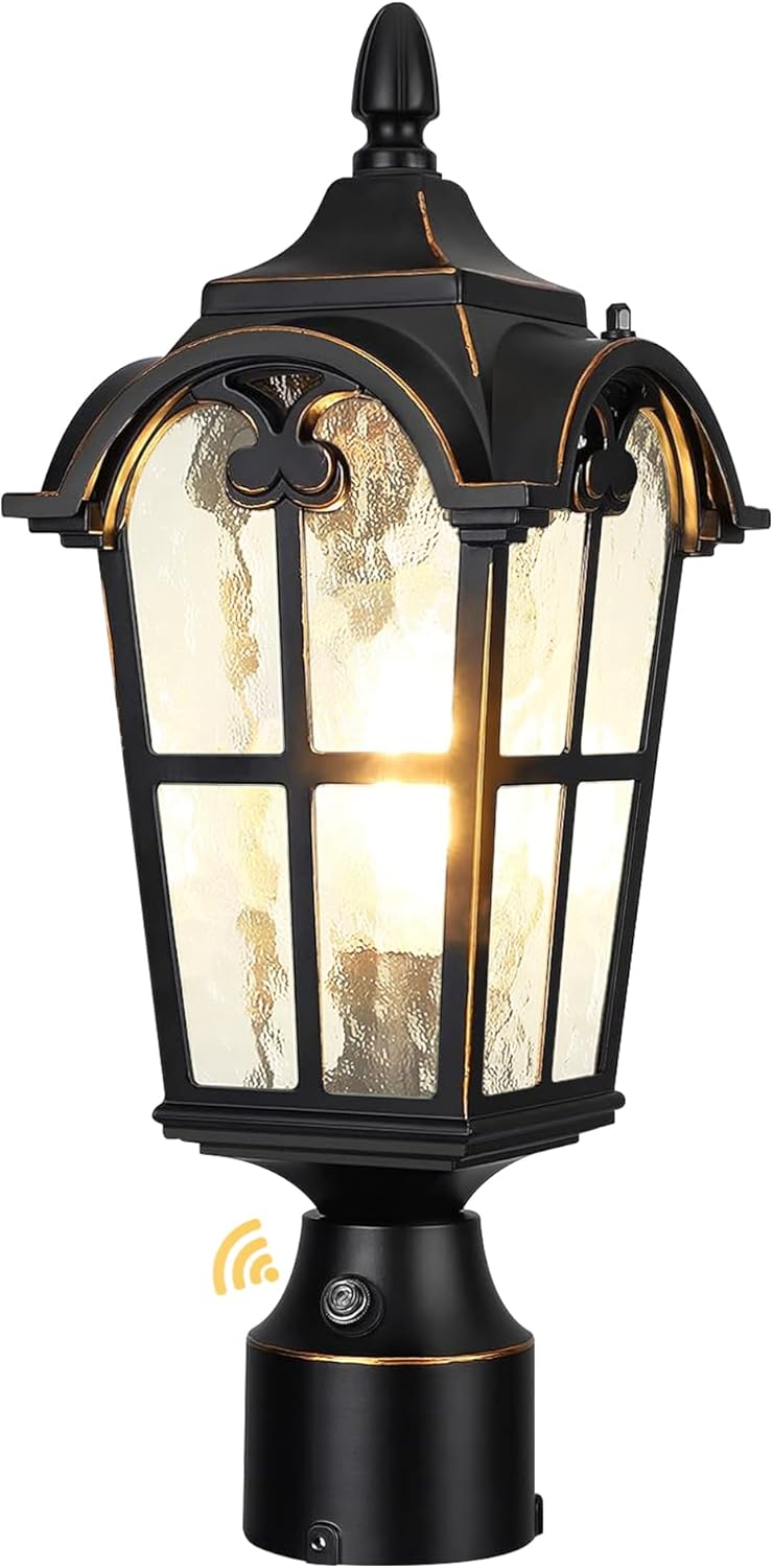 Dusk to Dawn Outdoor Post Lights,Black Waterproof Lamp Post Light Fixture, Aluminum Lamp Posts Outdoor Lighting Pole Lantern for Outside Yard Patio Pathway Garden Deck, Hard Wired
