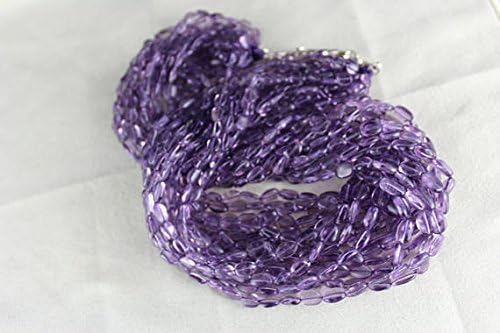 16 Line Natural BRAZILIAN AMETHYST Long Beads NECKLACE 20 INCHES 10MM TO 7MM