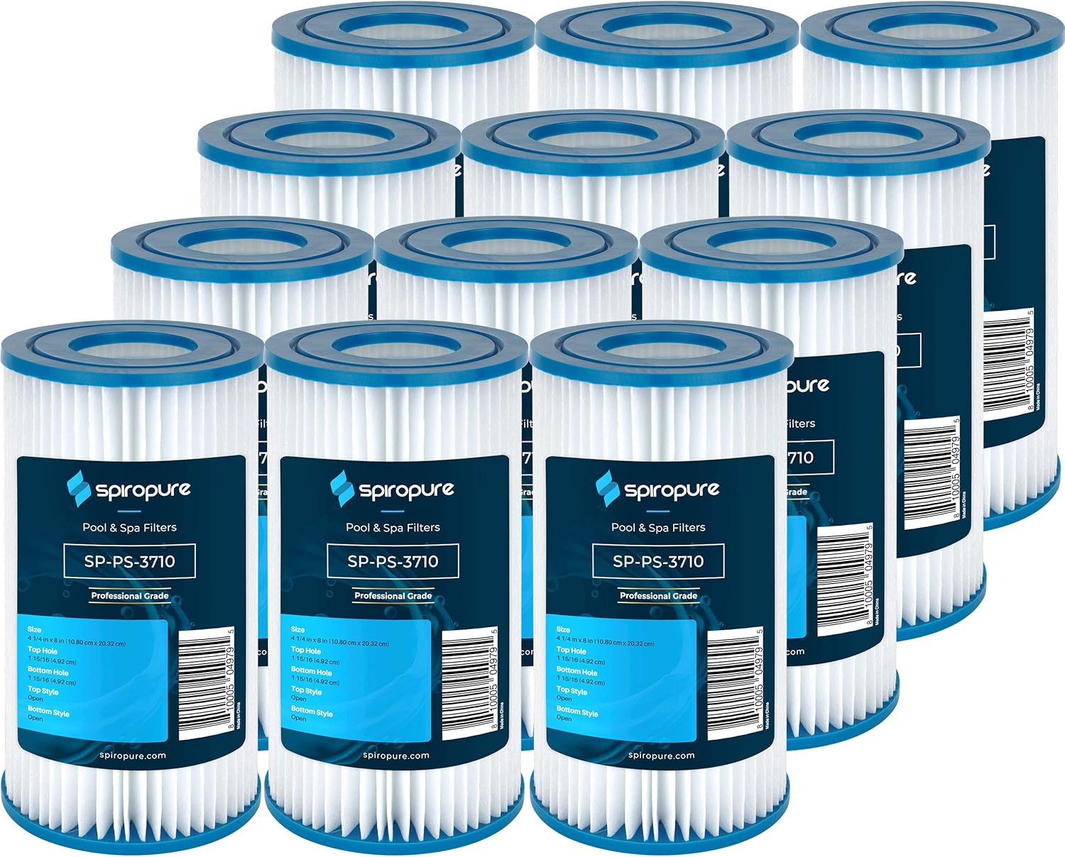 SpiroPure Replacement for Intex 29000E 59900E Type A 58631 59900 Unicel C-4607 Coleco F-120 Aqua Leisure Size 2 Pleatco PC7-120 FC-3710 Pool Filter Cartridge (Case of 12)