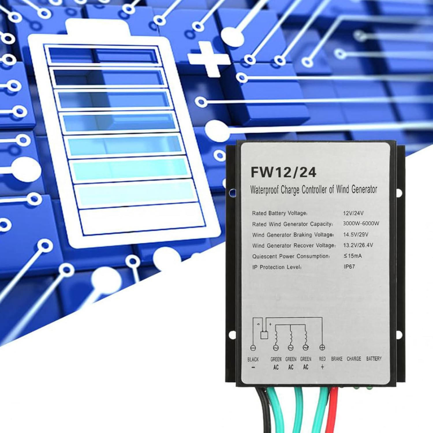 48V,Wind Turbine Controller, 12V/24V 300W-3000W Wind Turbine Generator Regulator Battery Charging Regulator