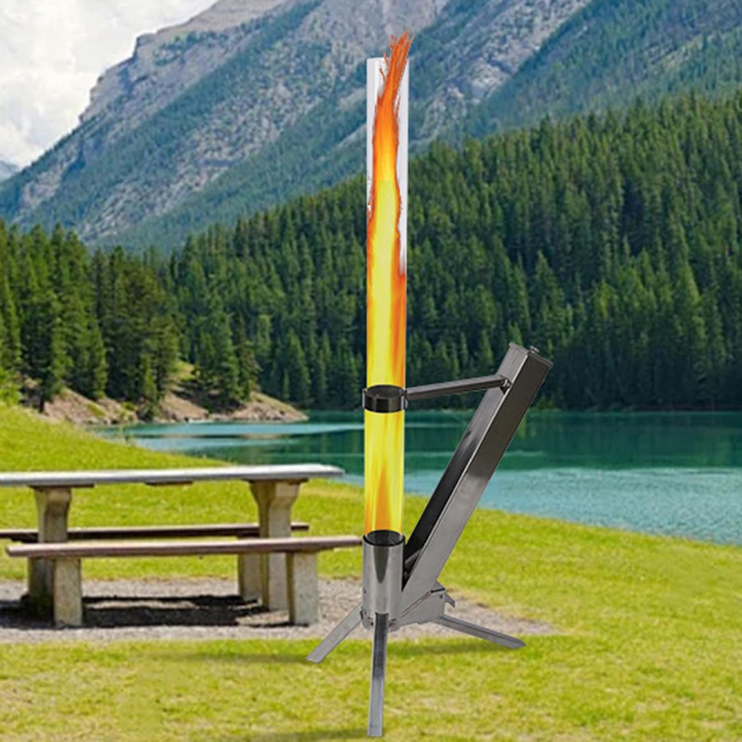 Fire Pit Outdoor Backyard Fire Pit for Outside Outdoor Fireplace for Patio Outdoor Wood Fire Pit for Outdoor Camping Party (Quartz Tube)