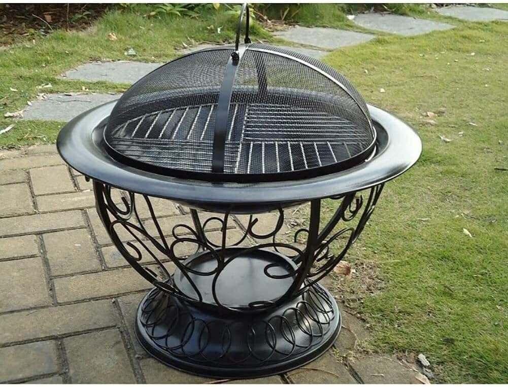 Fire Pits Outdoor Wood Burning Outdoor Fire Large Bonfire Wood Burning Patio Coal Grill Firepit for Outside Grill Charcoal Smokeless Grill with Spark Screen with Cover BBQ Cooking for Outside Camping