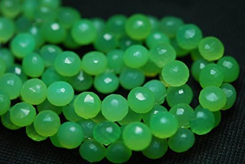 13 inch natural beads strand of 6-7mm faceted onion prehnite chalcedony gemstone briolletes beads for DIY jewelry - necklace, bracelet, earring, ring.