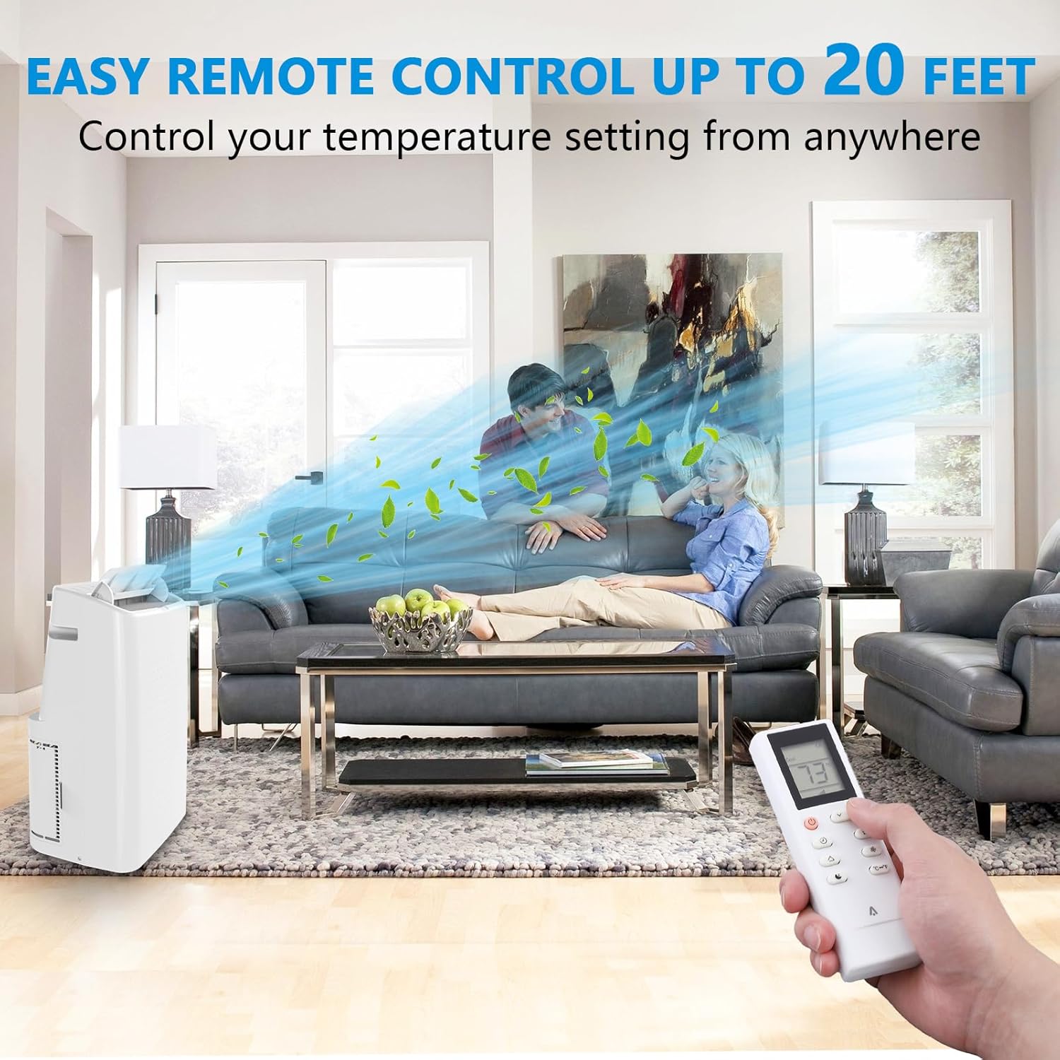 Portable Air Conditioners 14000 BTU 3-IN-1 Freestanding AC Unit, Cools Up to 750 Sq.Ft, Fan/Dehumidifier/Cooling Modes, with Remote Control, Smart and Sleep Mode, 24H Timer, Auto Swing, Window Ki