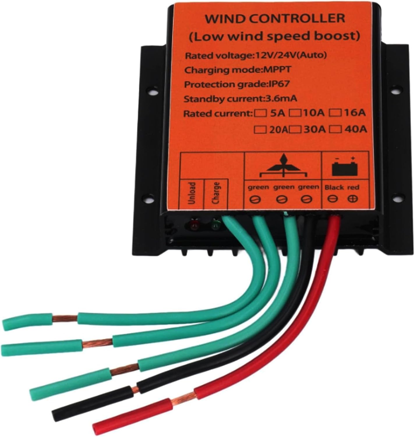 MPPT Wind Turbine Charger Controller,4500W 12V 24V 48V 220V 40A Wind Turbine Generator Regulator, IP67 Low Voltage Controller with Digital LED Indicator