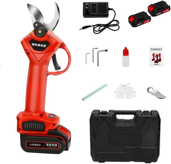Electric Pruning Shears Scissors Professional Cordless Electric Pruner Secateurs with Backup Rechargeable Lithium Battery Powered Compliant Tree Branch Pruner 30mm (1.2 Inch) Cutting Diameter