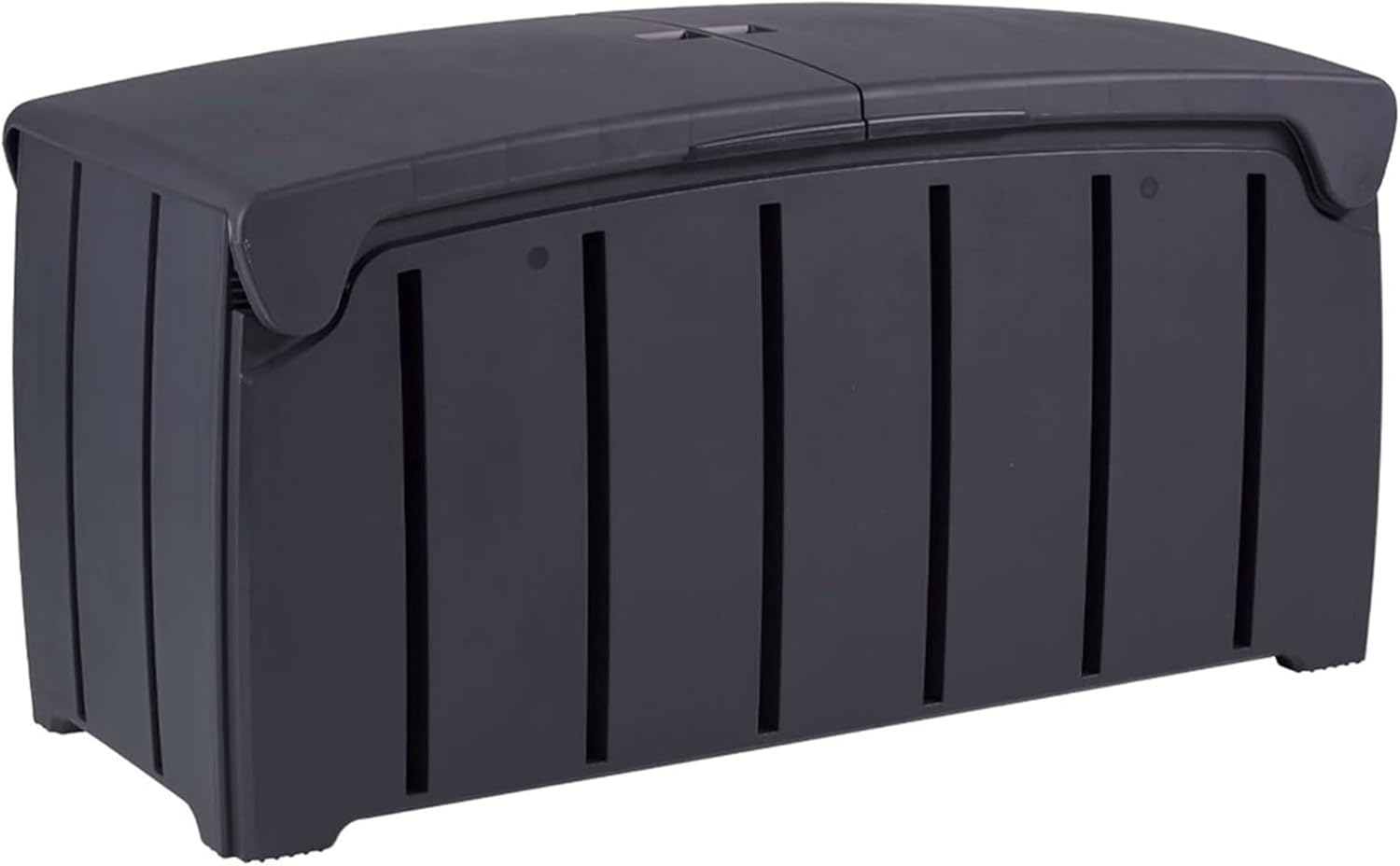 Ward Strata Products 85 Gallon (321L) Outdoor Storage Organization Bin, Patio Deck Box with Dual Door Lid for Garden, Pool, & Furniture Accessories, Black