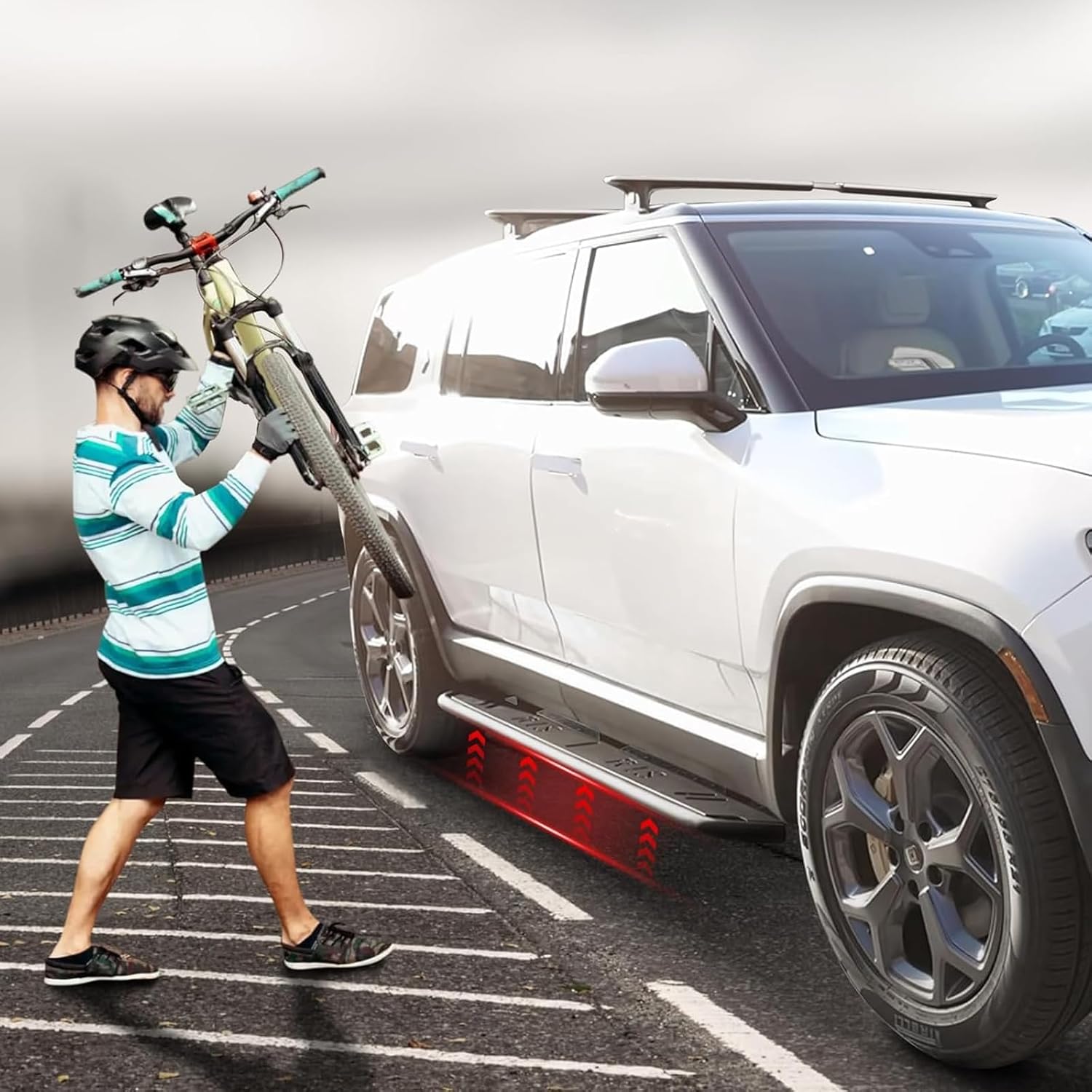 2PCS Running Boards fit for R1S Door Side Steps Compatible with R1S 2025 2026 Nerf Bars Pedal for R1S Exterior Accessories