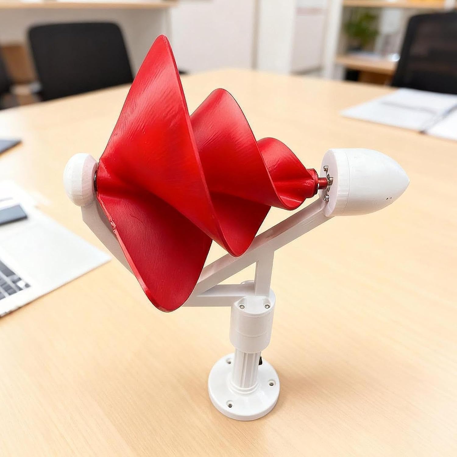 Wind Generator Spiral Vertical Wind Generator Three-Phase Brushless Motor PP for Workshop, Terrace, Garden, Red