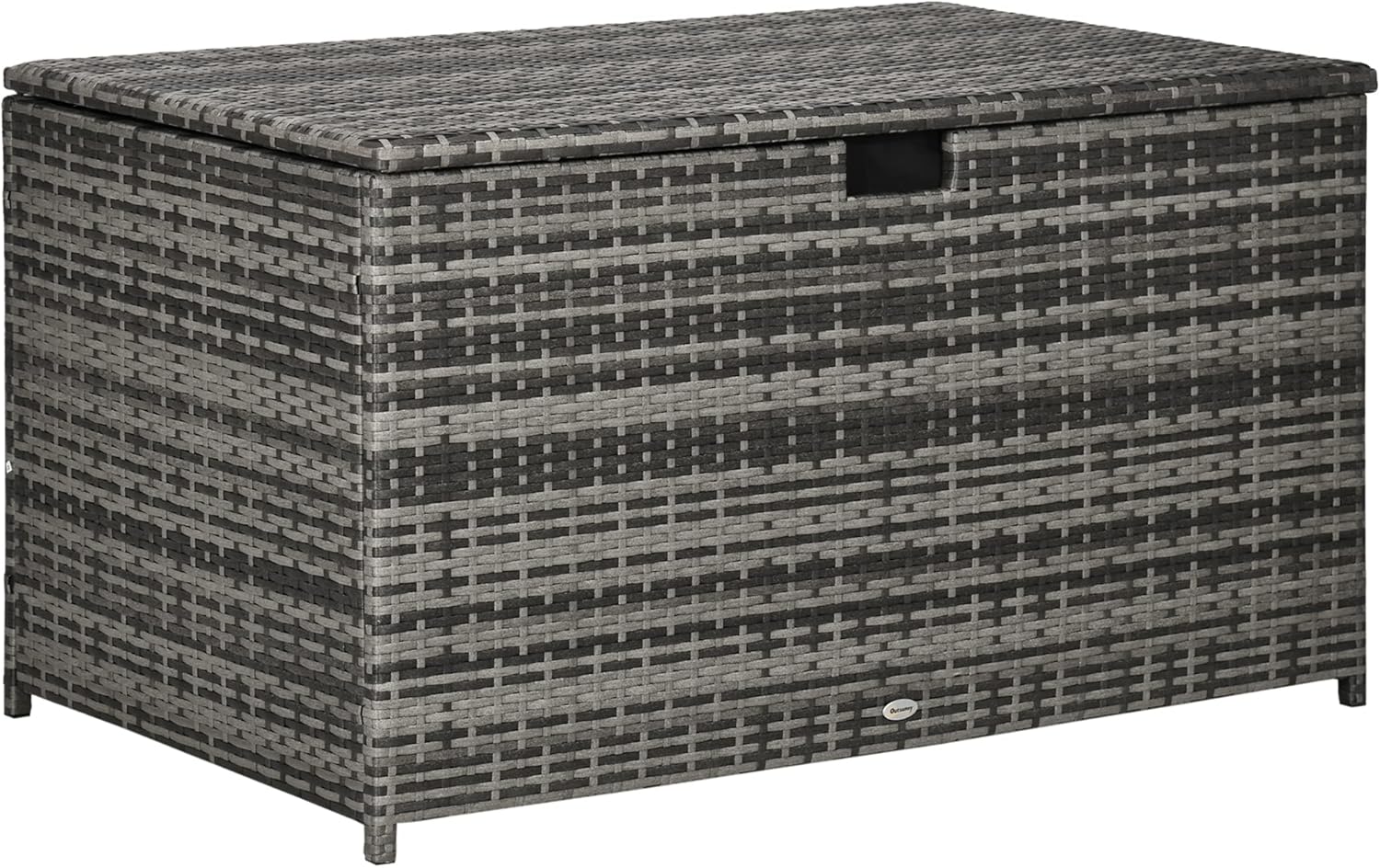 GOWE 113 Gallon Deck Box, Rattan Outdoor Storage Box, Waterproof Storage Container for Indoor, Patio Furniture Cushions, Pool Supplies, Garden Tools, Dark Gray
