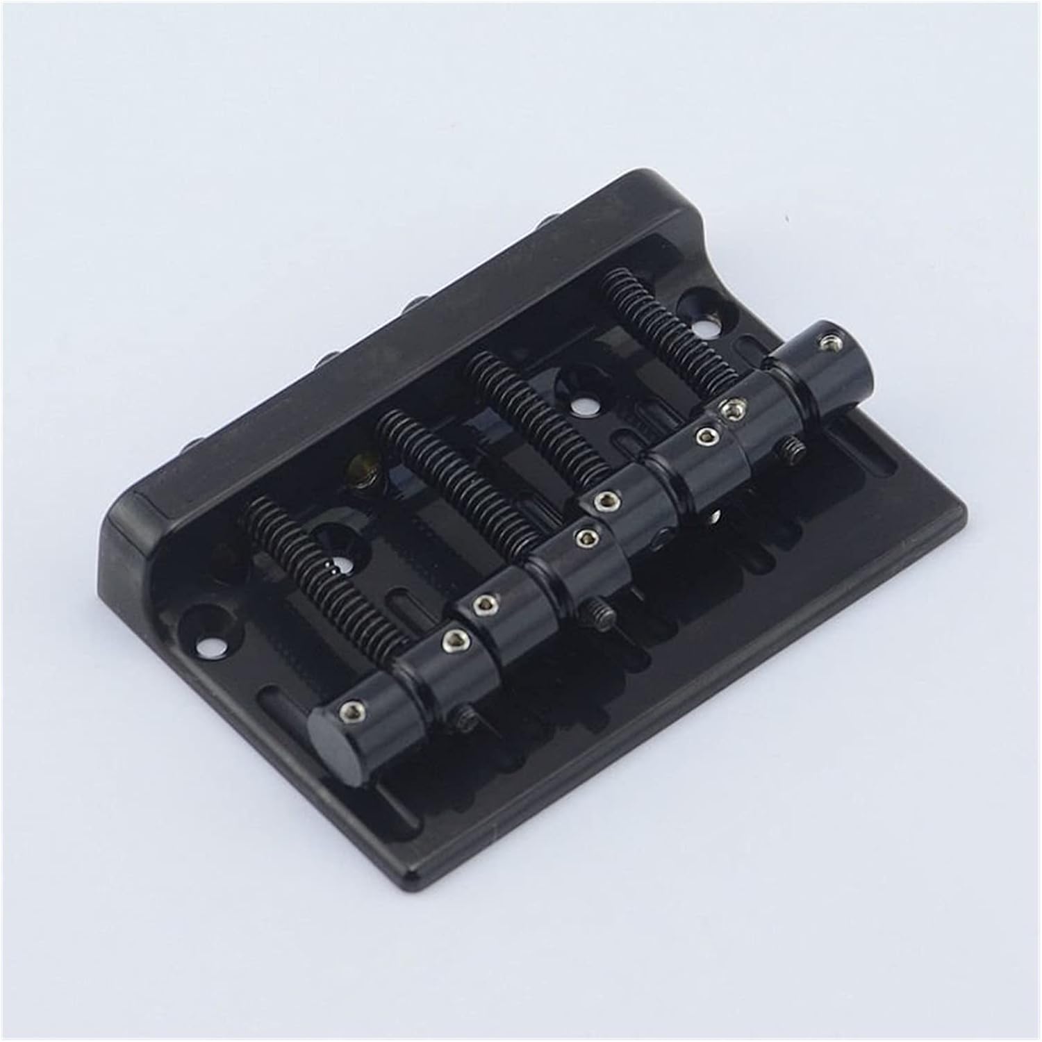 Guitar Bridge System Set 4 Strings Electric Bass Bridge (Black) Brass Saddle