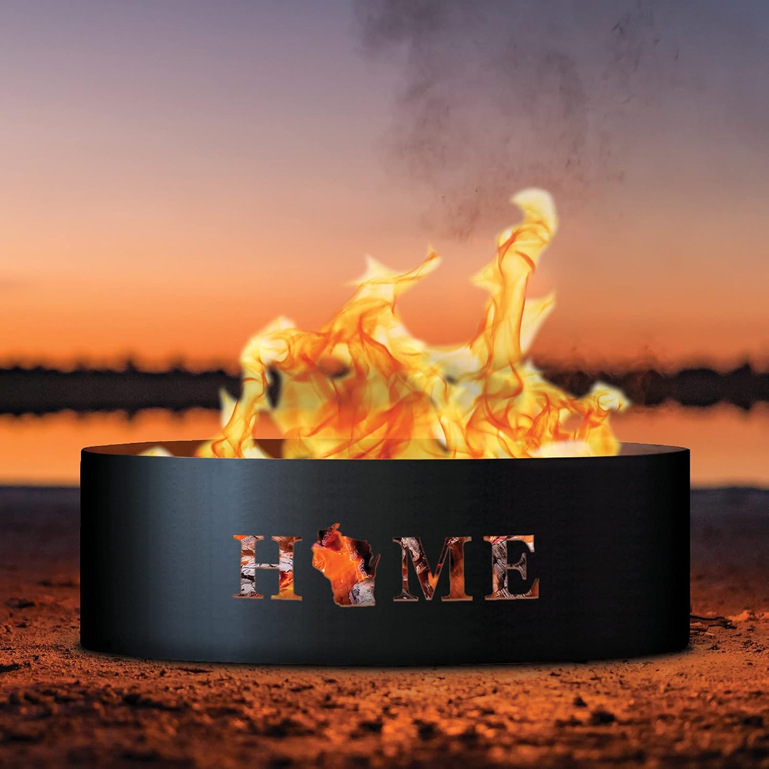 PD Metals HME01737-FP Home Unpainted 12 in. Tall 37 in. Diameter Outdoor Fire Ring with Fire Poker - 37 x 37 x 12 in. - Rustic Black Color