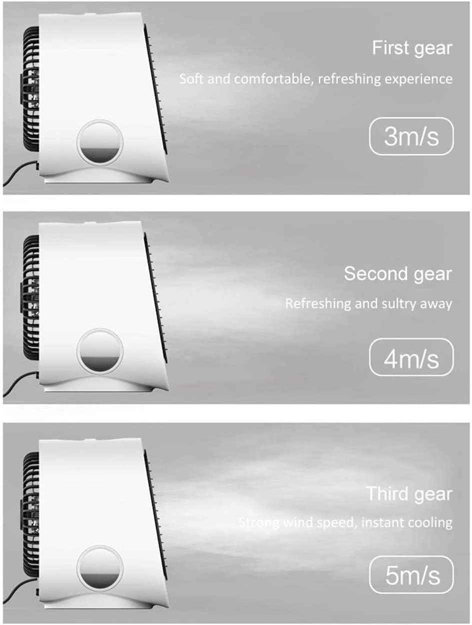 Mini Air Conditioner Fan, Portable Air Conditioner, Portable Desktop Cooling Fan, Personal Table Air Conditioner Fan for Small Room Office Camping (Color : White)