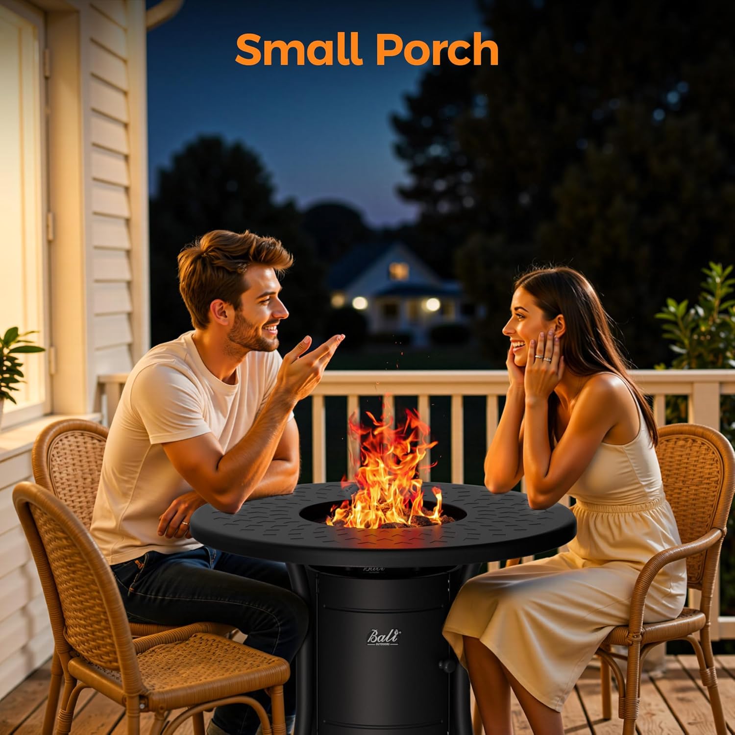 BALI OUTDOORS Dual 1-Pound Propane Fire Pit Outside, 26 inch Outdoor Fire Pit Black, Round Firepit Table for Outside Patio