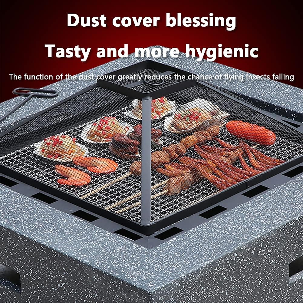 Brazier Grill, Outdoor Bowl Square Charcoal Heating Brazier Square Heating Tea Table Stove Courtyard Hotel Decoration