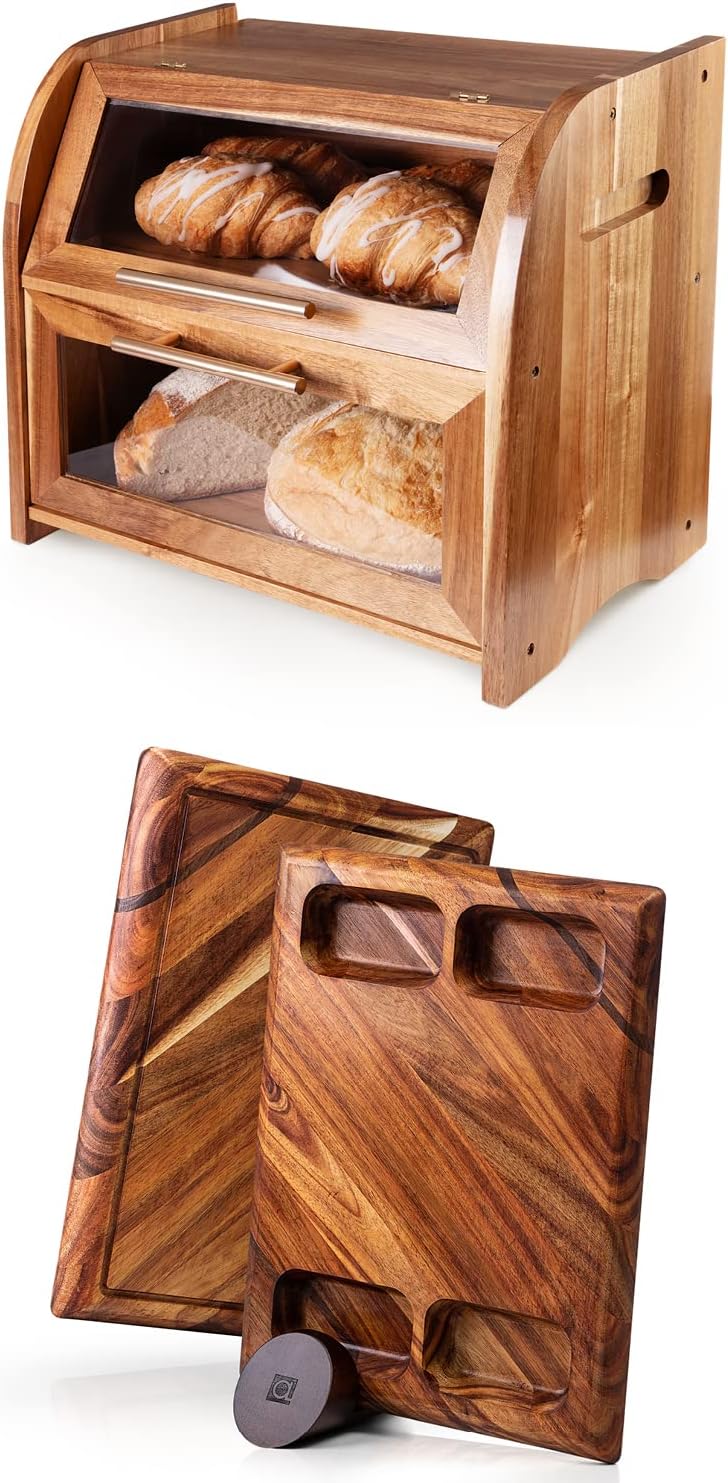 Acacia - Arise Bread Box + Contour Cutting Board