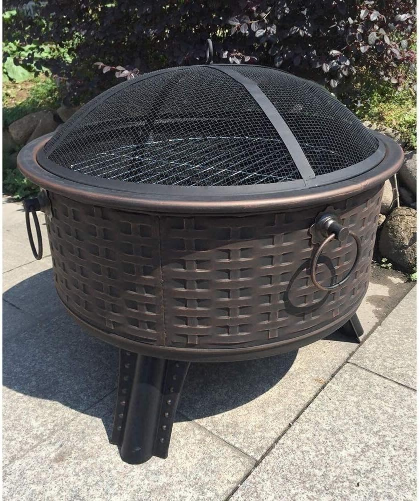 Fire Pits Outdoor Wood Burning Patio Fire Steel Grill Fire Pit Bowl with Mesh Cover