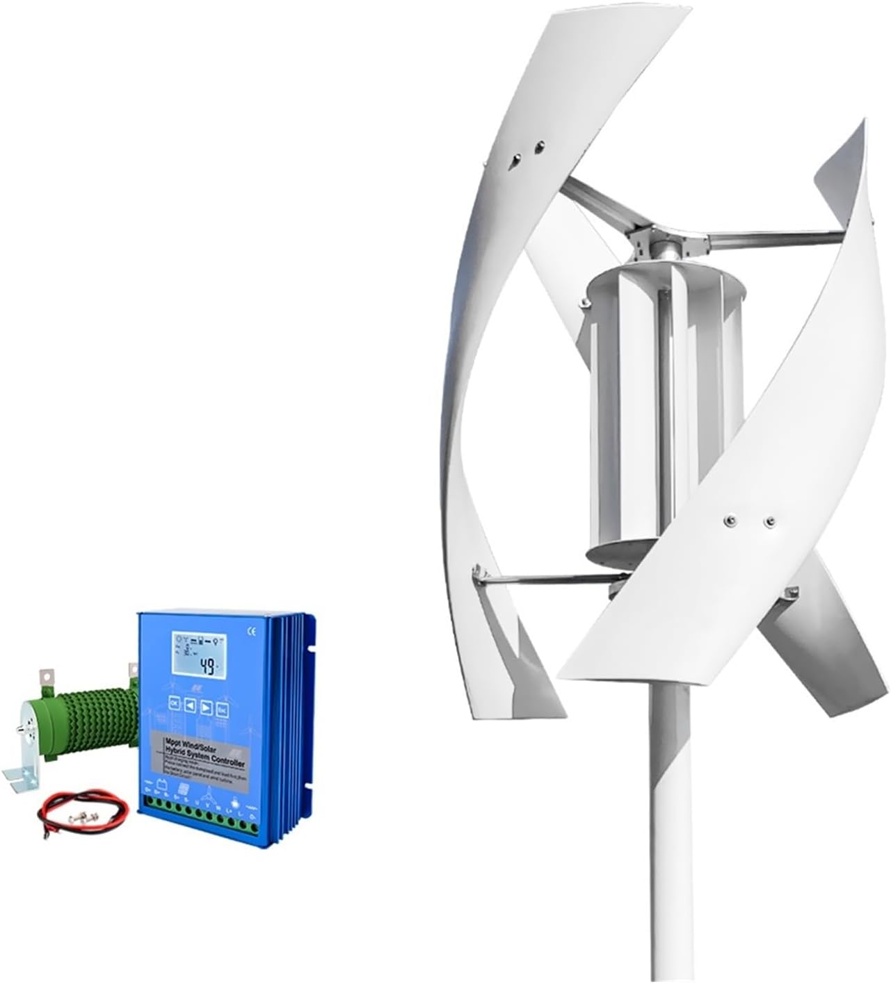 5KW Wind Turbine with Solar Panel Battery 5KW Vertical Axis Maglev Wind Turbine for Household Family with Controller Industrial Energy(MPPT Hybrid Control,12V)