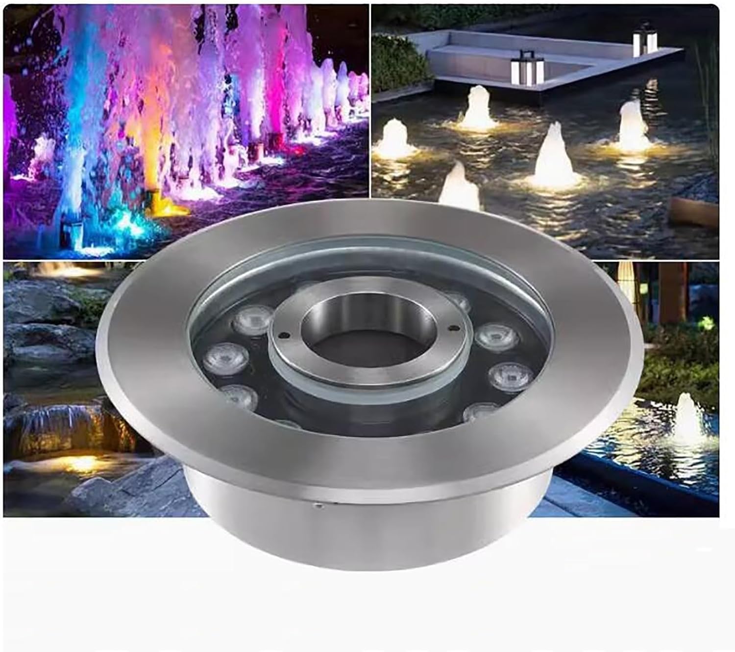 Underwater Pool Light - LED Ring Fountain Light, 12/24V Stainless Steel Pond Lights, IP68 Waterproof LED Ring Fountain Lights, Park Plaza Lighting(Green,24W(24V))
