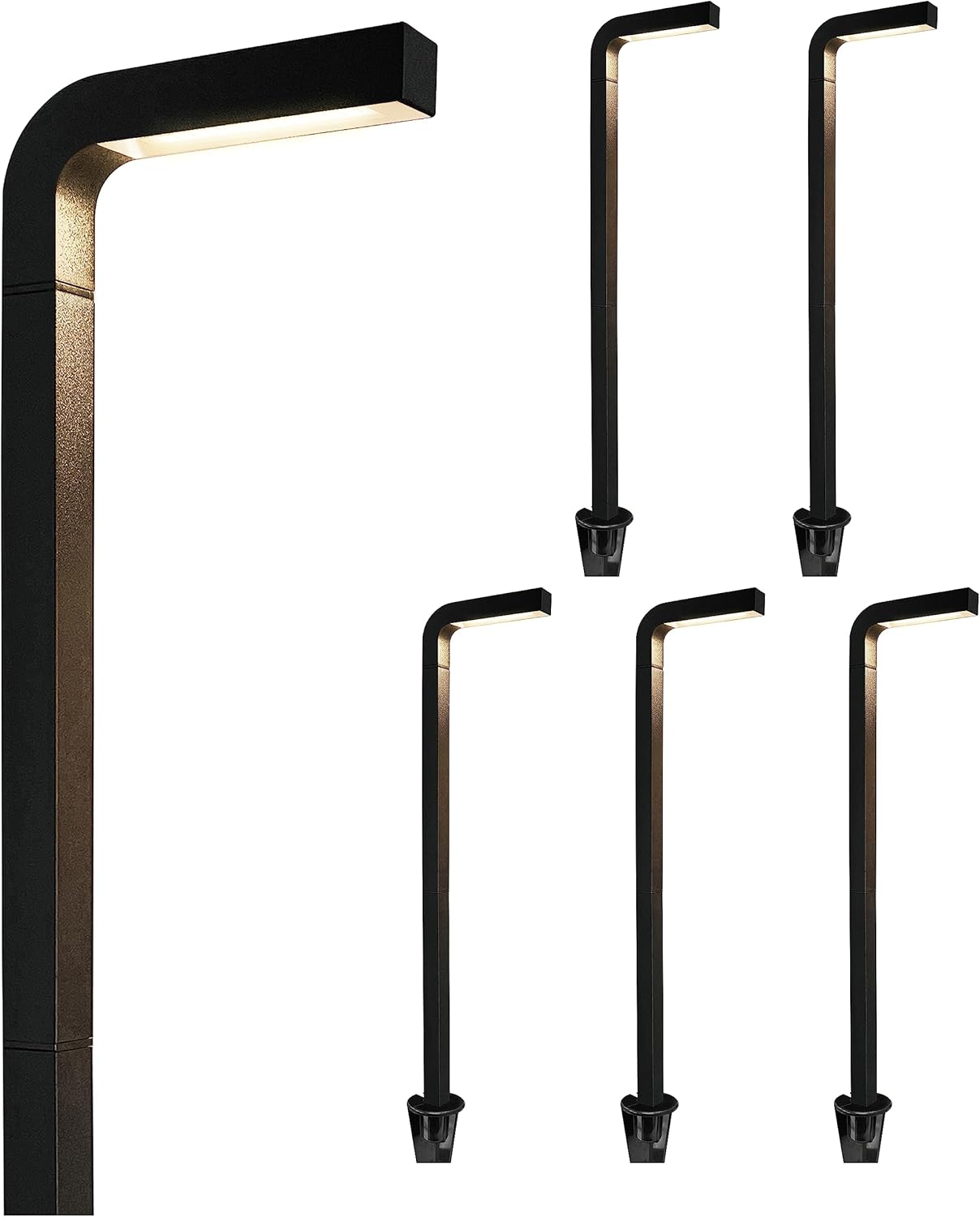 GKOLED Low Voltage Landscape Lighting, Outdoor LED Path Lights, 3W 9-15V AC/DC Garden Light for Yard, Lawn, Pathway, Walkway, Die-cast Aluminum Housing, Black, 6 Pack