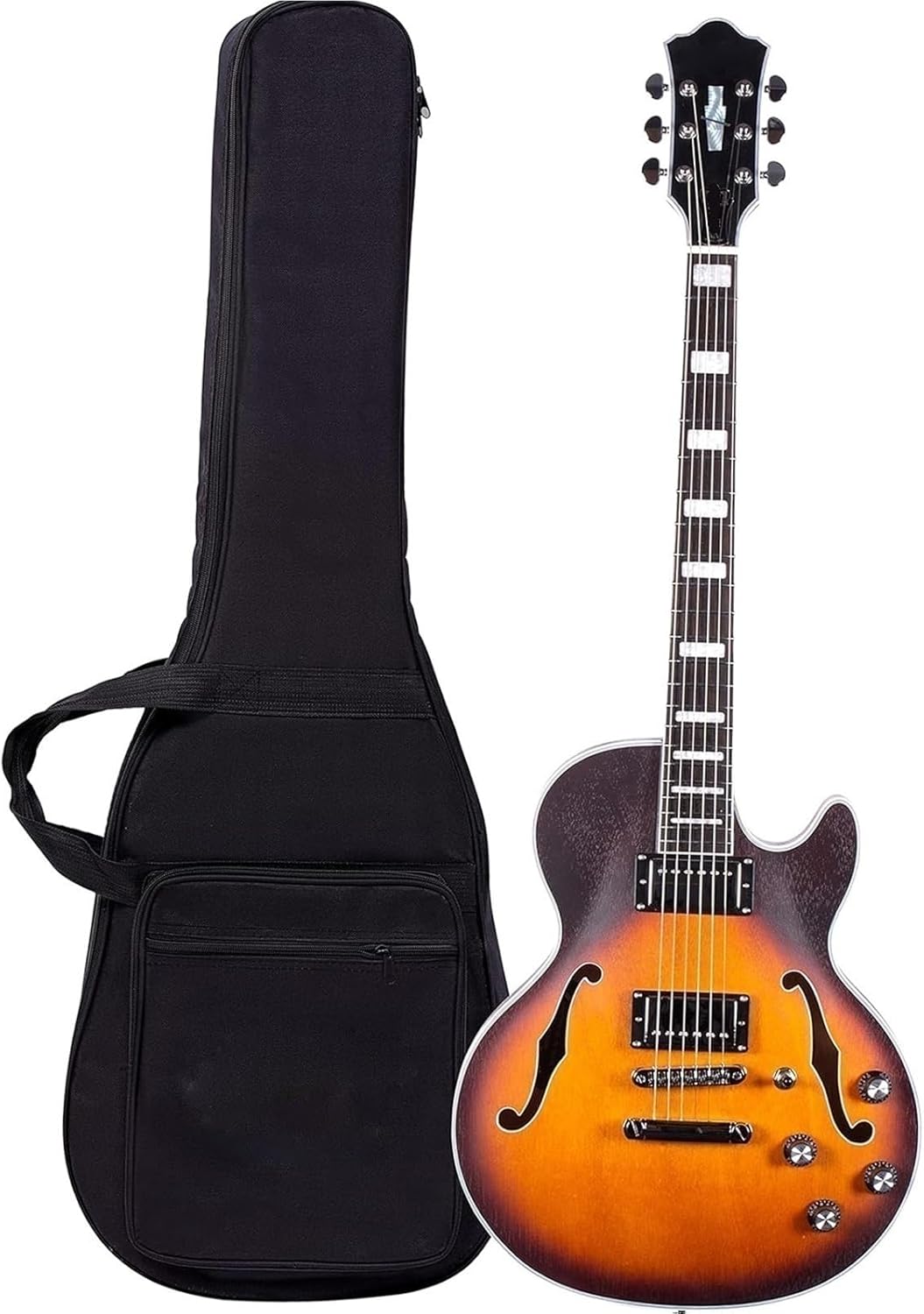 Beginner Electric Guitar Kits Semi Hollow Body Electric Guitar Matte Finished With Gigbag(Red)