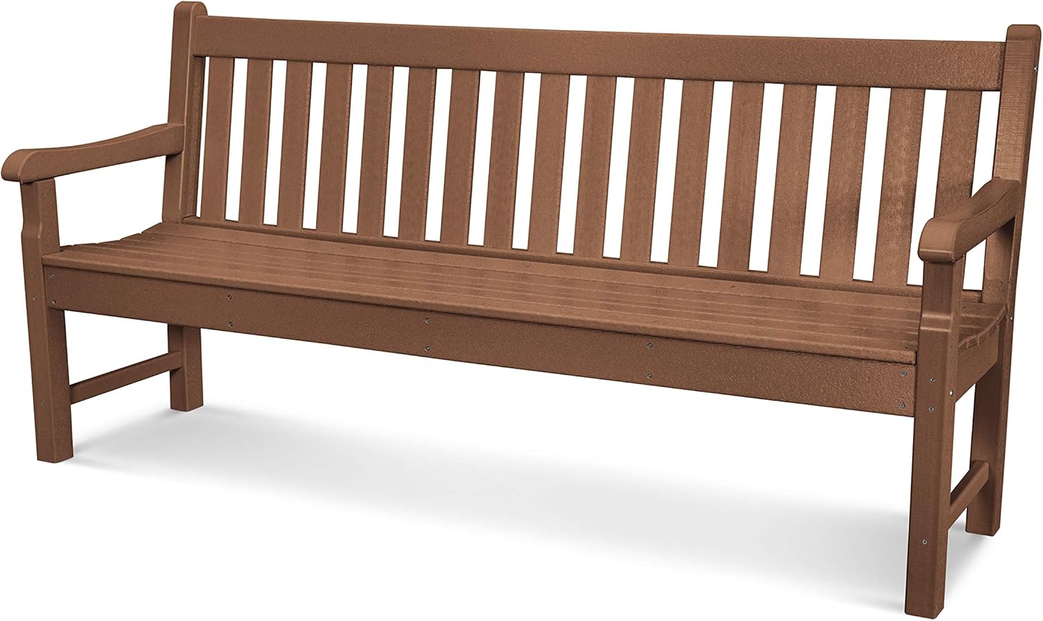 POLYWOOD Rockford 72-Inch Teak Outdoor Bench - Heavy Duty 3 Person Garden Seating with Wood Slats, Ideal for Fire Pit, Porch, or Dock