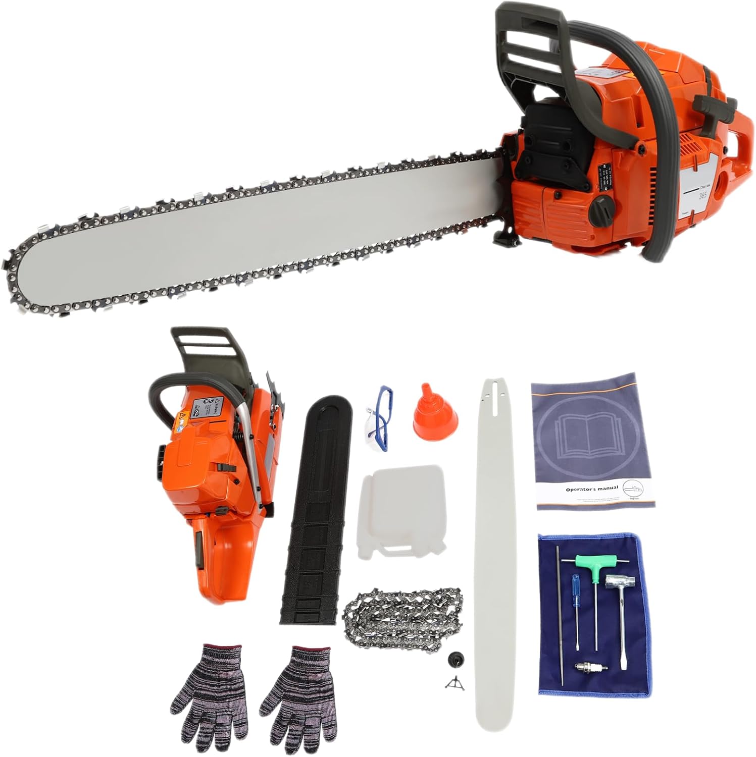 24Inch Gas Chainsaw, 65CC 2 Stroke Gas Powered Chainsaws Handheld Cordless Petrol Gasoline Chain Saw, w/Carburetor, Air Purification System for Wood Pruning, Tree Stump Trimming