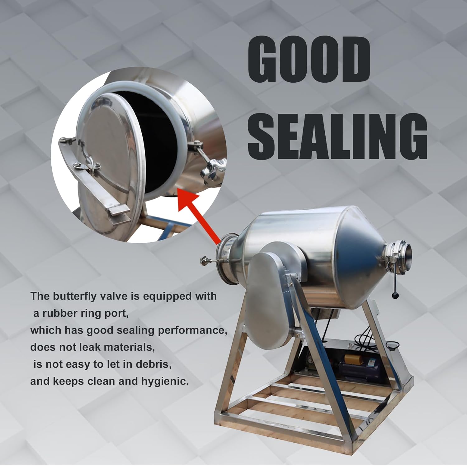 60L Dry Powder Mixer 360° Rotating Blender Mixing Machine for Metal Metallurgy Abrasive 304 Stainless Steel Drum Powder Mixer Blender 110V 3KW