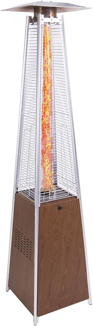 48,000 BTU Pyramid Propane Patio Heater Outdoor Heaters for Patio with Quartz Glass Tube Metal Reflector Tip-Over Shutoff Wheels Smokeless Fire Pit Alternative