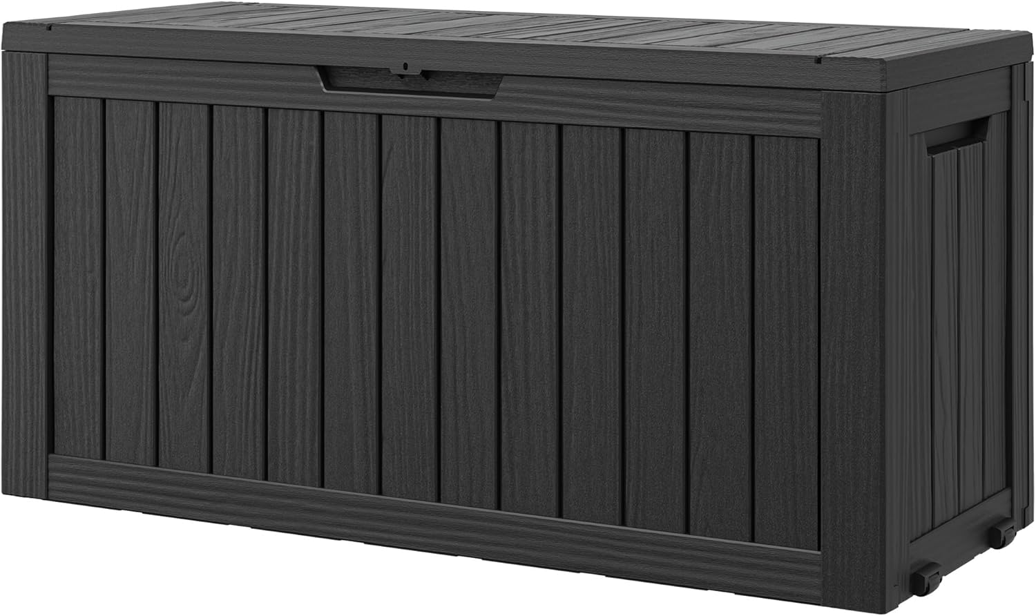 Outdoor Storage Box, Resin Deck Boxes Indoor and outdoor, Waterproof Storage Box Lockable Lid (Black, 75 Gallon)