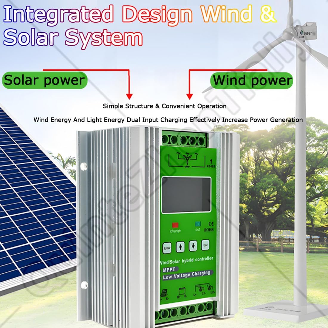 Wind Turbine Solar Hybrid Charge System,Auto Mppt Charge Boost Charging Regulator,Wind Solar Hybrid Charges Controller,for Homes,Residences,Boats & Streetlights 5000W