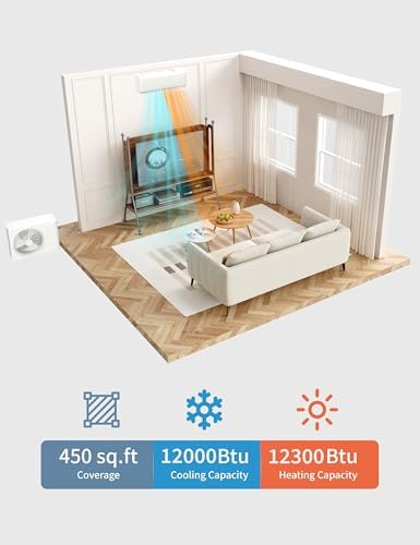 GarveeLife 12000 BTU Mini Split Air Conditioner, 22 SEER2 Smart Wall-Mounted Ductless AC with WiFi, Alexa Remote Control Heat Pump, Inverter System for Rooms up to 750 Sq.Ft, Easy Installation Kit