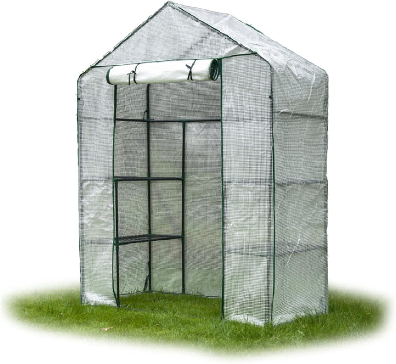 Garden Greenhouse Cover Large Walk-in Tomato Greenhouse Tent, Double Zipper with 4 Shelves, Front Roll Zipper Entrance, Suitable for Outdoor Garden Lawn (Color : White, Size : 143×73×195cm)