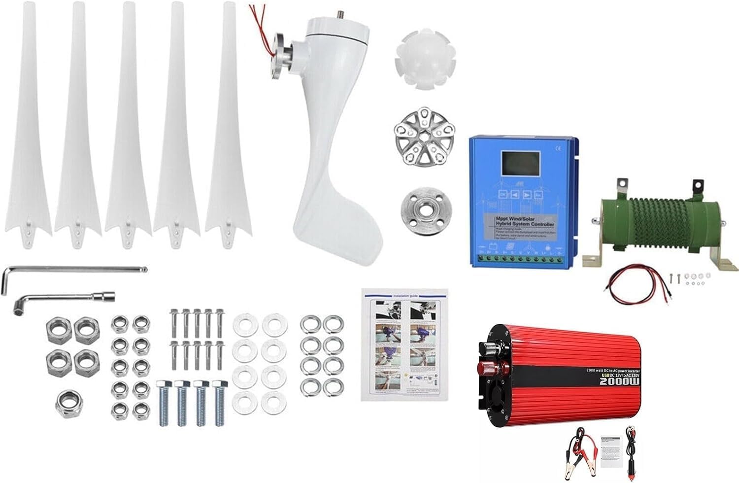 CAJUCA 9000W Wind Turbine Generator Kit Vertical Axis Wind Turbine Generator with Controller and Inverter Free Energy Windmill Solar