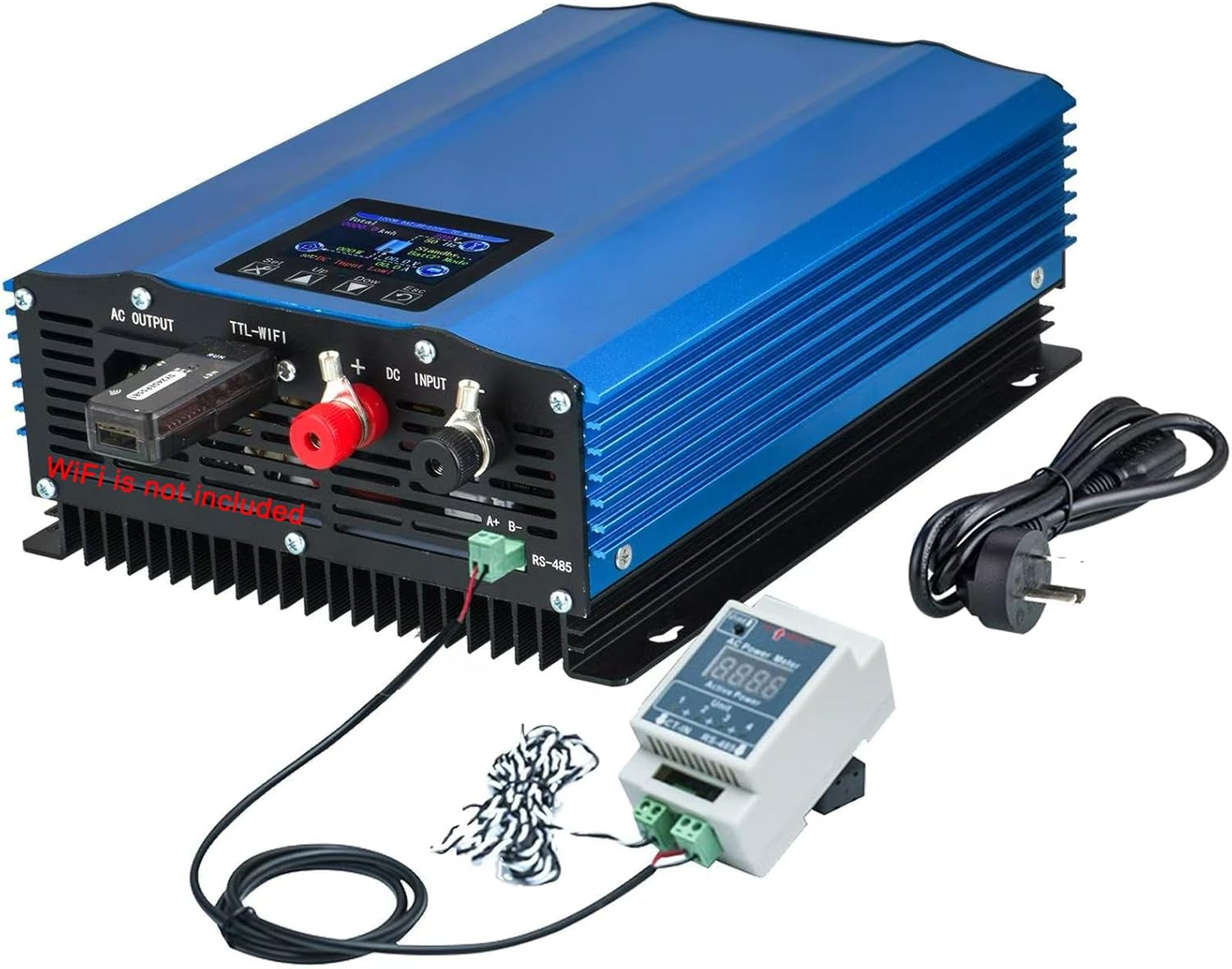 Y&H 1200W Grid Tie Inverter Power Limiter LCD Display DC55-90V Solar Input AC110V Pure Sine Wave Output for 48V60V Battery