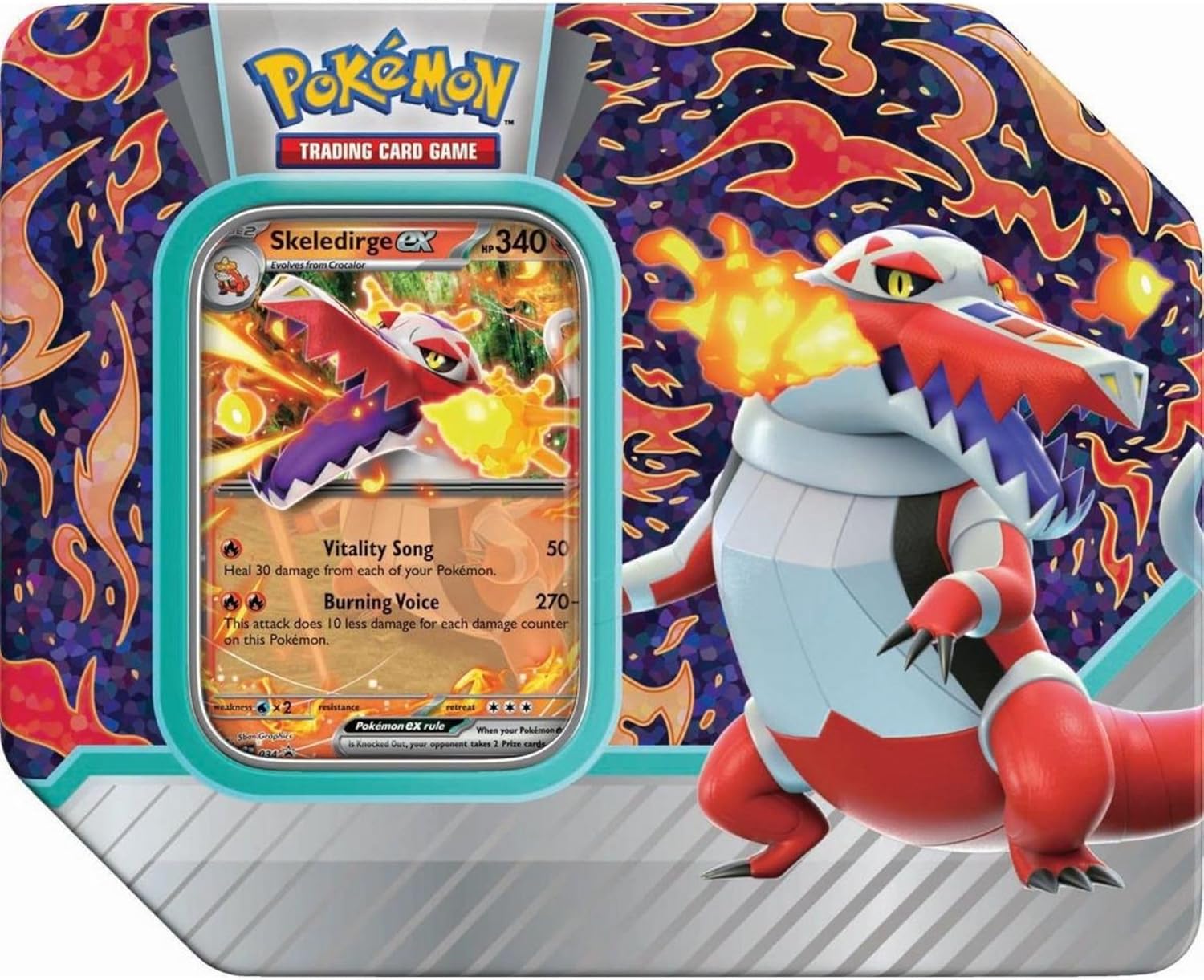 Pokemon TCG: Paldea Partners Skeledirge EX Tin - 5 Packs, Promos