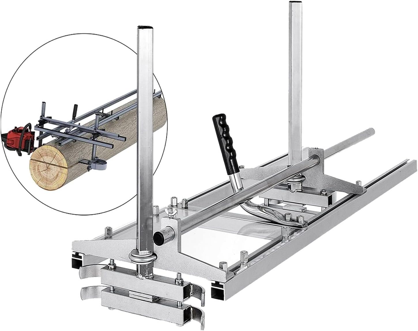 Chainsaw Mill Planking Milling 24 Inch Guide Bar Wood Lumber Cutting Portable Sawmill Aluminum Steel Chain Saw Mill for Beginners DIY Use