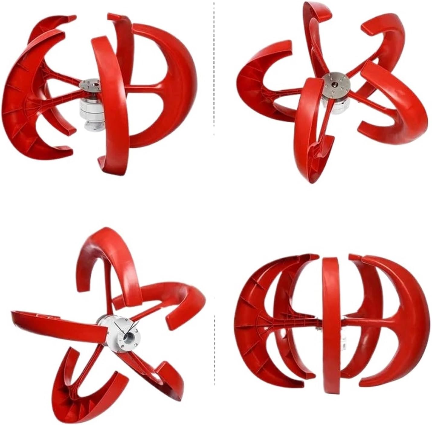 Wind Turbine Generator Kit, 3000W Vertical Wind Turbine 12v 24V Vertical Axis Wind nerator Small Windmill Free Energy for Hybrid Solar Wind System(Rojo,48V)