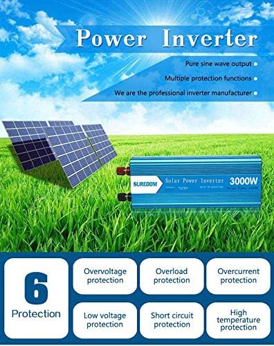 Pure Sine Wave Power Inverter 3000W/6000W Peak Converter DC 12V 24V to AC 110V 220V with LED Display & Dual Universal Sockets for RV Truck Car Boat,24Vto110V