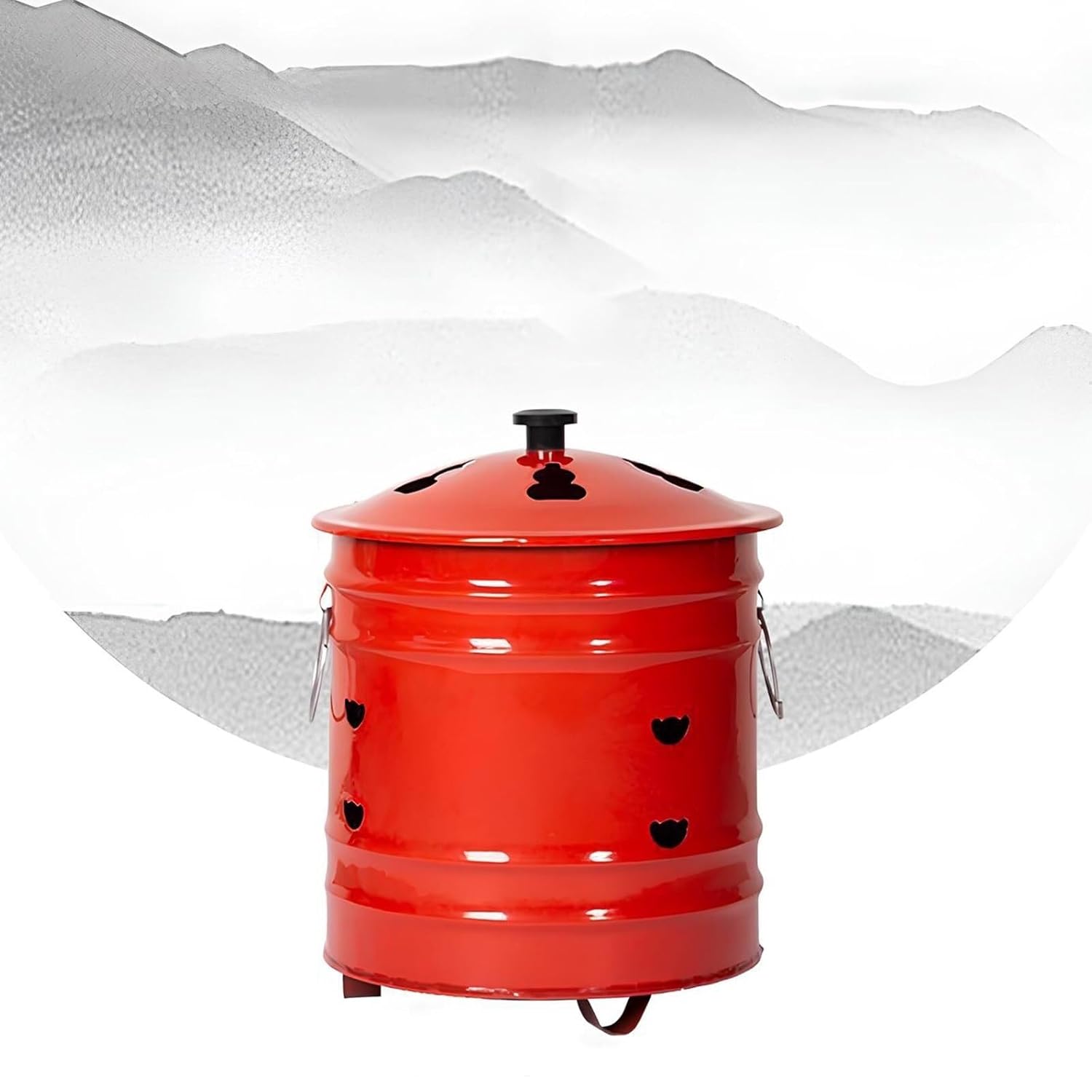 YFJK Metal Trash Burning Barrel with Handle, 33x33cm Paper Burner for Safe Document Disposal, Outdoor Fire Pit for Burning Papers and Waste