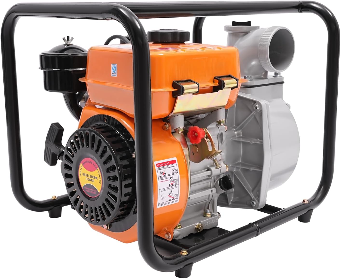 3 Inch Diesel Engine Water Pump, 3HP 146GPM 148ft Lift 23ft Height, 4-Stroke Diesel Powered Trash Water Transfer Pump Portable High Pressure with 25ft Hose for Irrigation Pools (Orange 3 In)