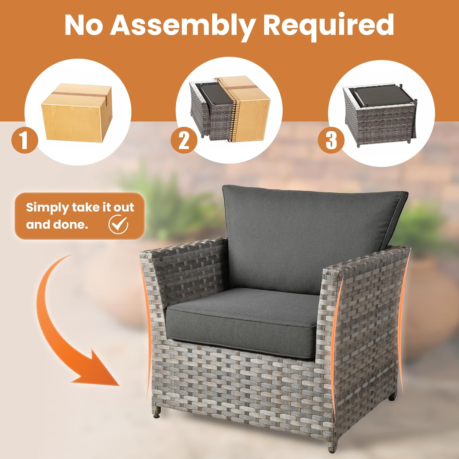 HOOOWOOO Outdoor Sectional Patio Furniture Set with Fire Pit Table,Fully Assembled 12 Pieces Wicker Patio Conversation Sets,Out Door Sofa with Swivel Chair Ottoman Deep Seat,Black