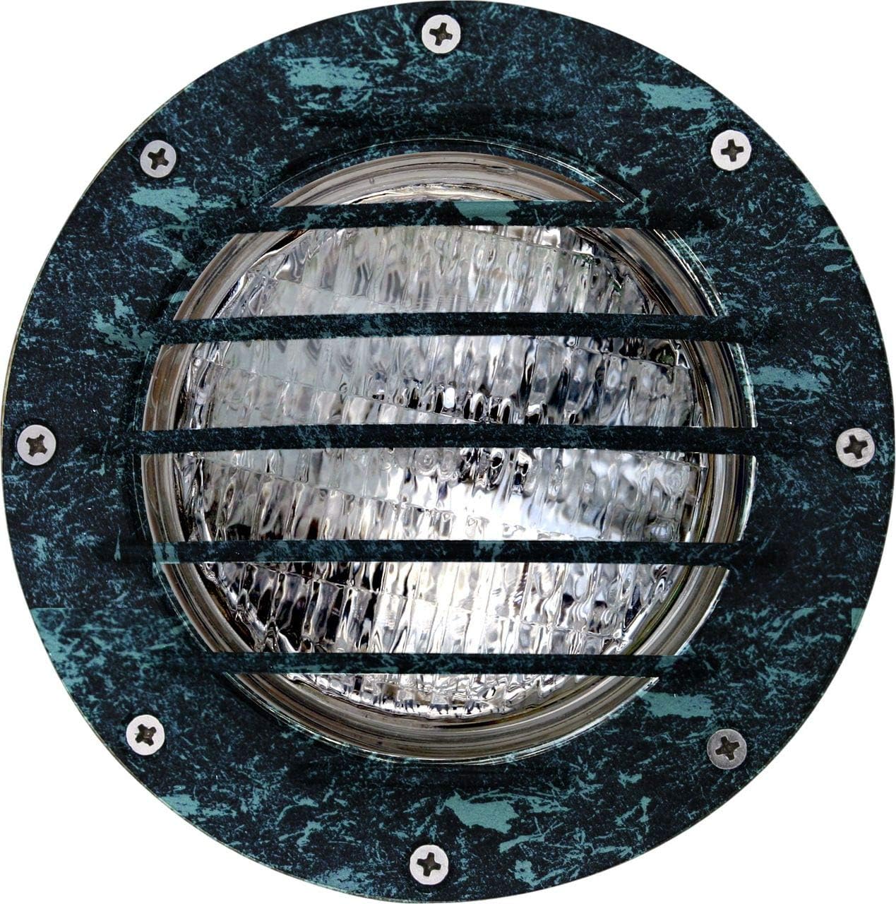 Dabmar LV305-VG-SLV Well Light with Grill & Sleeve, 35W 12V Par, Verde Green Finish