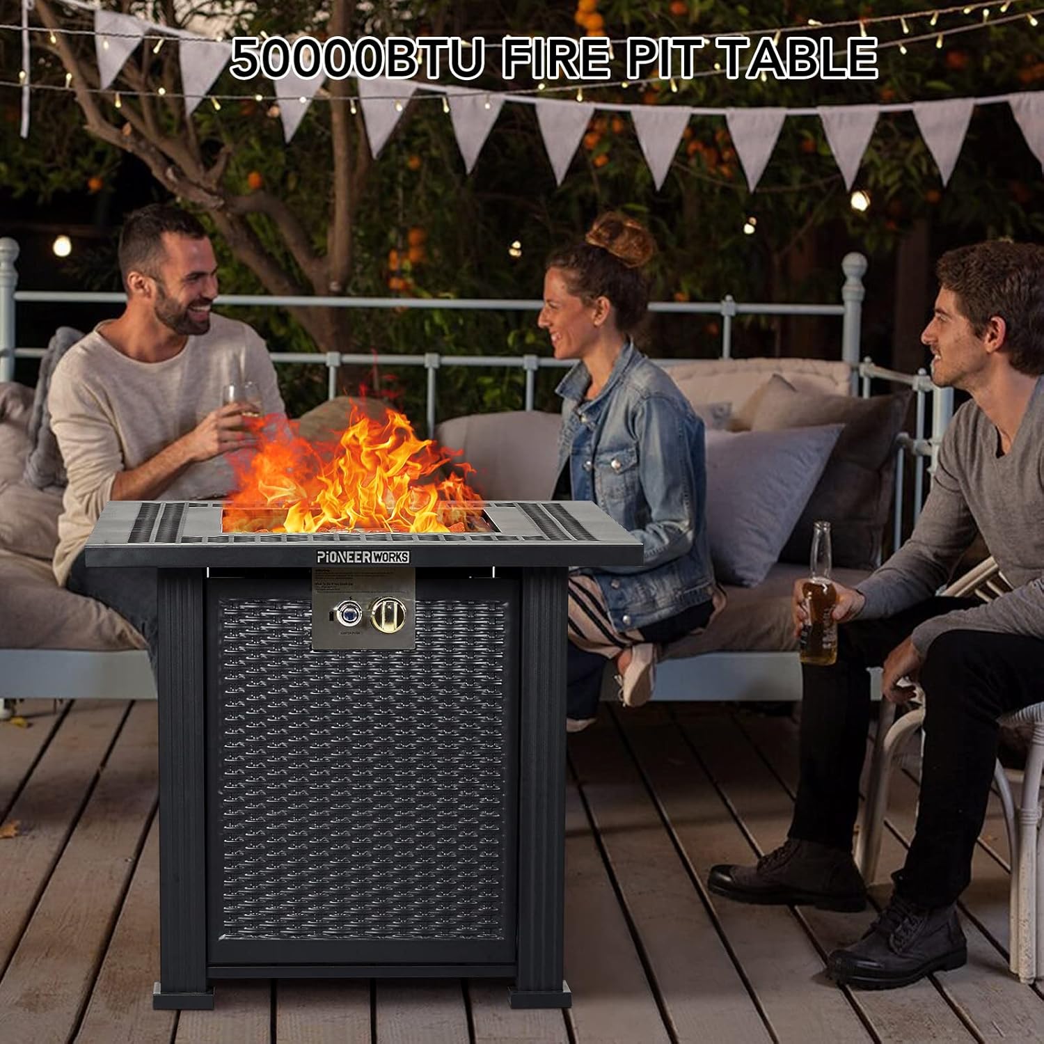 Rectangle Propane Fire Pit Table, 28
