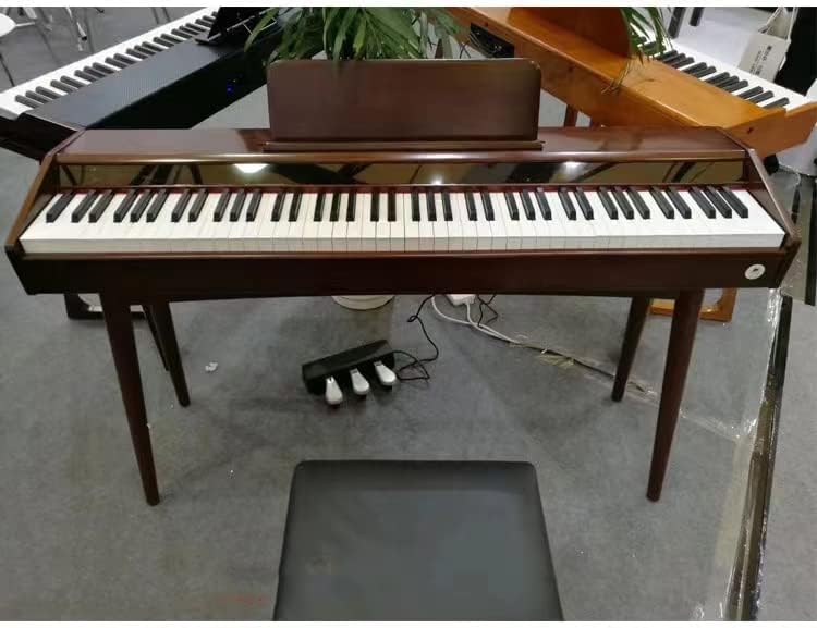 LANDTOM Walnut color DDP-80 Digital Piano Keyboard 88 Keys Weighted, Hammer Action II, Home Electric Piano Full Size with Stand, Triple Pedal, MIDI Connecting and Headphone Interface (B)