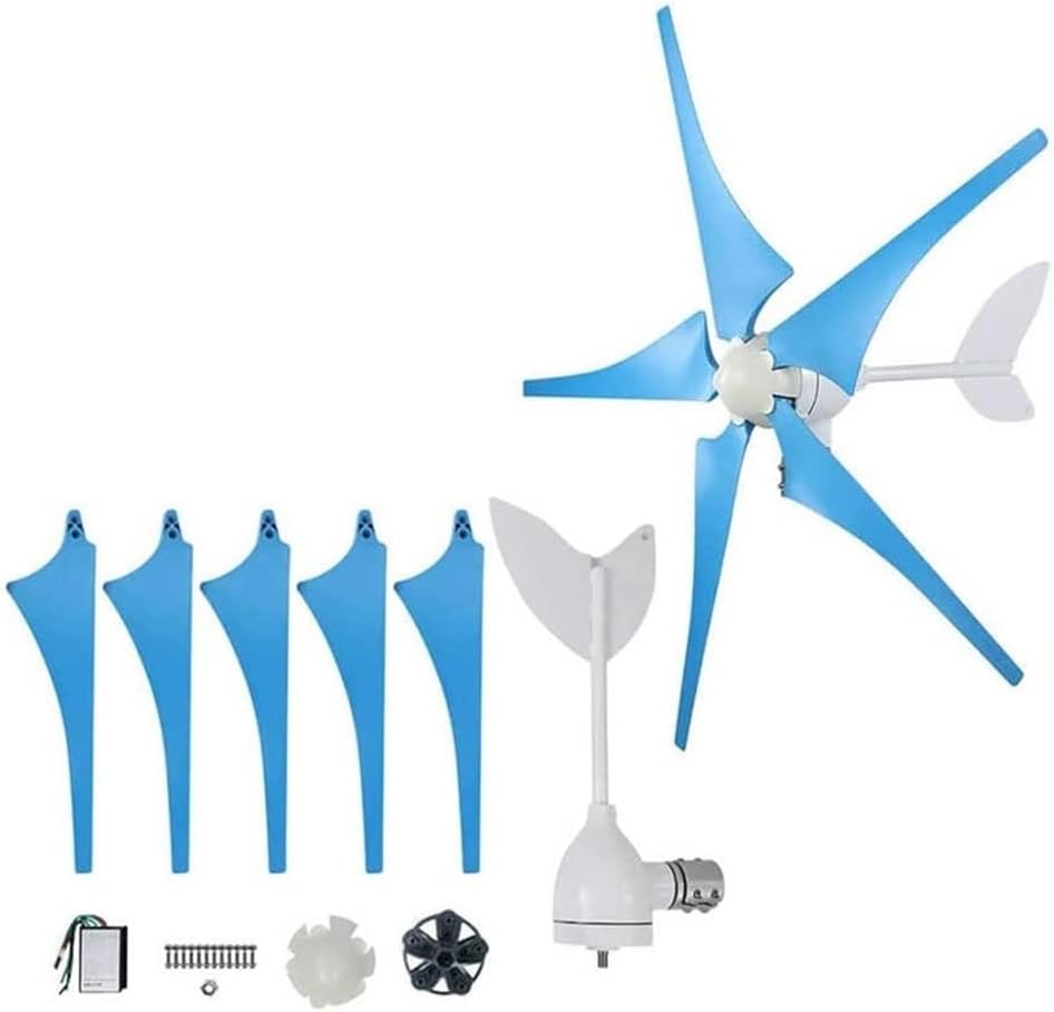 5 Blades Wind Turbine Generator, 12V/24V/48V Wind Turbine Kit, 400W Wind Power Generator with Controller Suitable for Terrace, Marine, Motor Home, Chalet, Boat