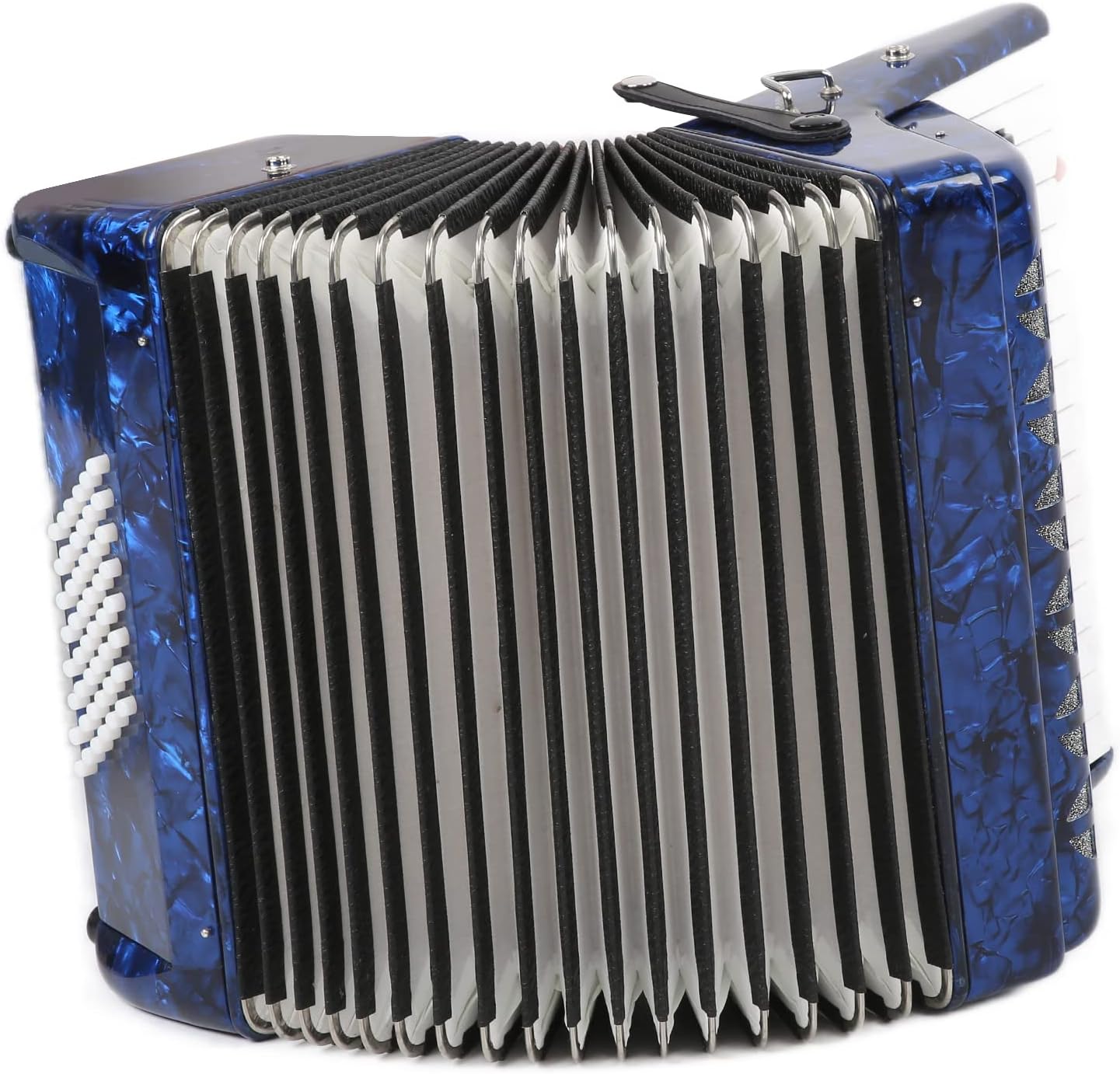 Celluloid Accordion for Beginners, ABS 26 Key 48 Bass Piano Keyboard Instrument, Play Freely with Sensitive Bass Button, Bellows Made of Cowhide