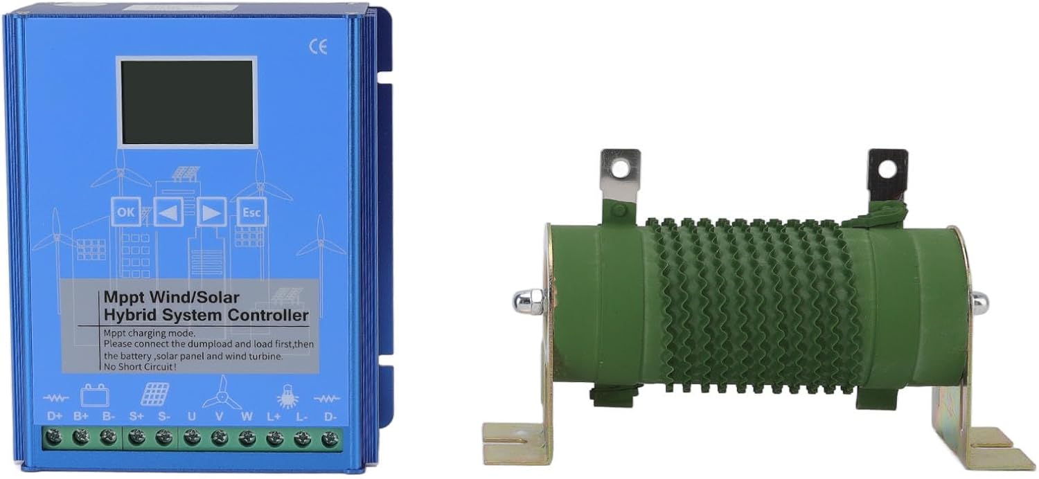 BRRNOO MPPT Solar Controller with LCD Screen, 24V/48V Wind Charge Controller for Solar Wind Systems